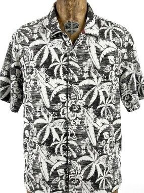 Tommy Bahama Linen Camp Nova Wave Nero Palms Shirt Top Hawaiian Floral
